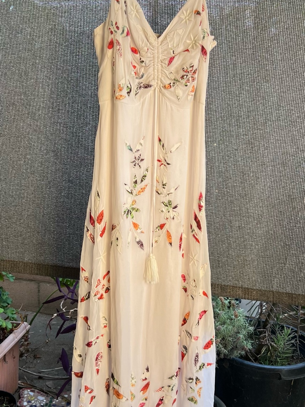 FARM Rio Quintana Maxi Dress with Multicolor Floral Cutouts - Picture 2 of 7